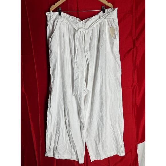 NWT Westbound Linen Blend Pull On Pants Women 3XS Smocked Elastic Waist Wide Leg - Picture 6 of 10